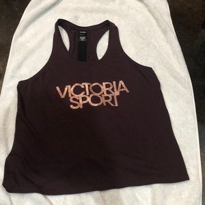 NWOT Victoria secret tank size large . Burgundy with rose gold shimmer accents